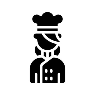 Şef Kadın web simgesi düz tasarım, vektör illüstrasyonu