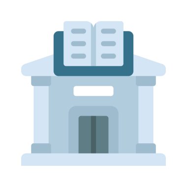 Kütüphane düz simgesi, vektör çizim 