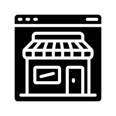 Dükkanı düz simgesi, vektör çizim 