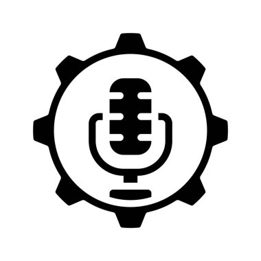 Podcast Yönetim simgesi, basit illüstrasyon 