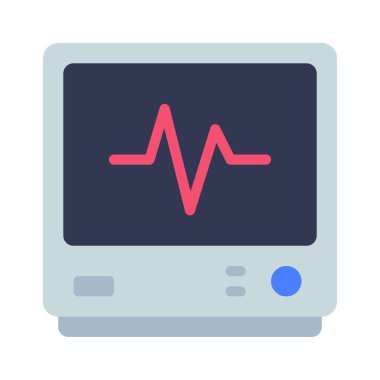 ECG Makine düz simgesi, vektör illüstrasyonu 