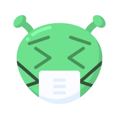 Hasta duygu simgesi düz simge, vektör illüstrasyonu 