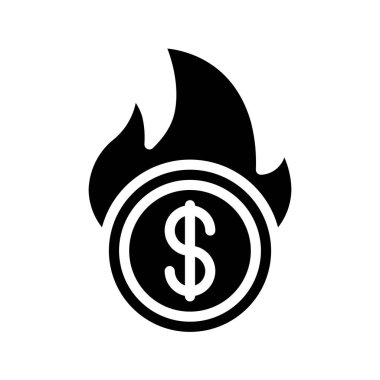 Yanan Para web simgesi vektör illüstrasyonu