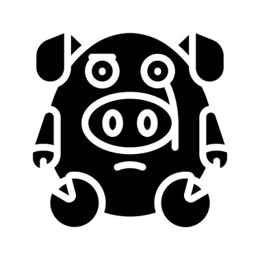 Müfettiş Domuz yassı ikonu, vektör illüstrasyonu 