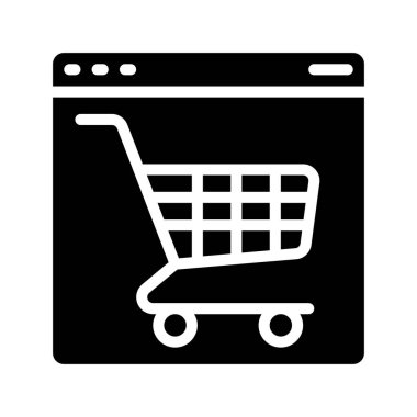 Alışveriş arabası web simgesi vektör illüstrasyonu