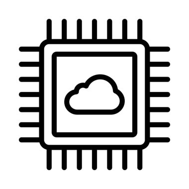 Bulut Mikroçip Simgesi, Vektör İllüstrasyonu
