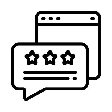 Yıldızlı müşteri gözden geçirme simgesi, vektör illüstrasyonu basit tasarım