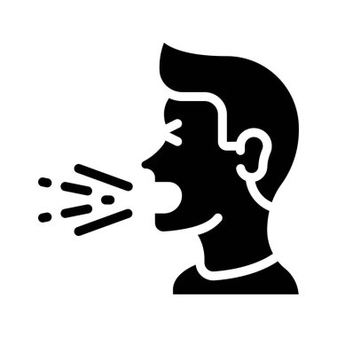 Öksüren adam simgesi, vektör illüstrasyonu