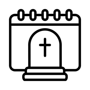 Cenaze takvimi tarih simgesi, vektör illüstrasyonu 