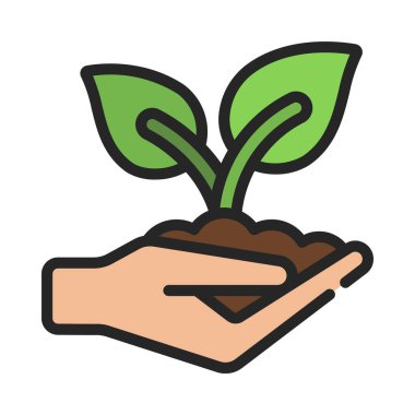 Bitki Ağı simgesini düz dizayn et, vektör illüstrasyonu