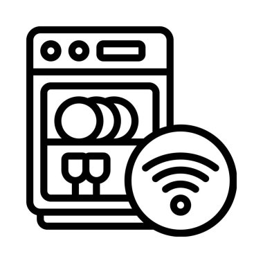 Akıllı Bulaşıkçı web simgesi vektör resimlemesi