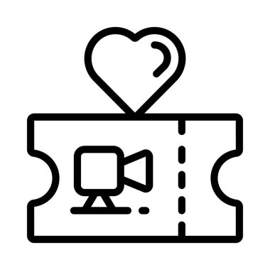 Movie Ticket vektör glifleri düz simge