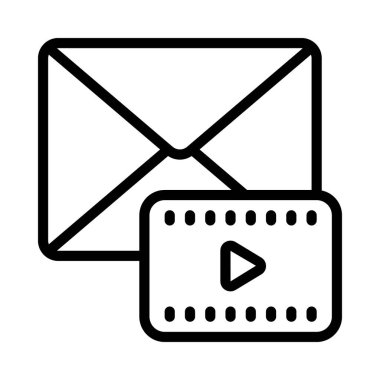 E- posta Video simgesi, vektör illüstrasyonu