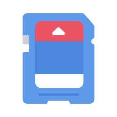 Beyaz arkaplanda SD kart simgesi, vektör illüstrasyonu