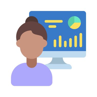 Veri Kadın Bilimadamı simgesi, vektör illüstrasyonu  