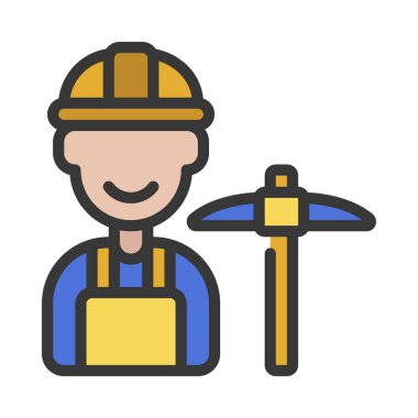 Miner düz simgesi, vektör illüstrasyonu 