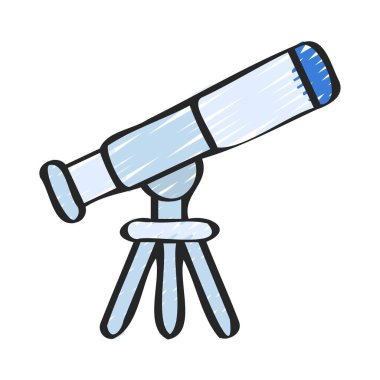 Beyaz arkaplanda teleskop simgesi vektör çizimi 
