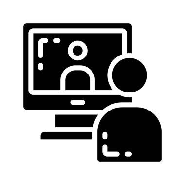 Video Konferansı simgesi basit düz illüstrasyon