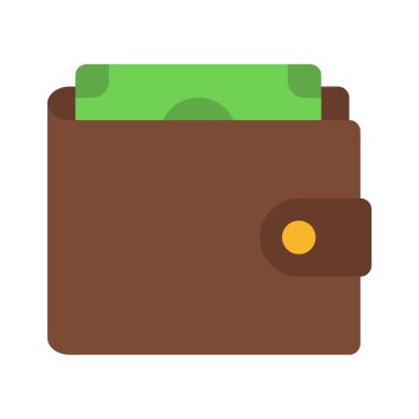 cüzdan simgesi, düz biçim tasarımı, vektör illüstrasyonu.