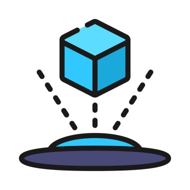 Holografik Küp ikon vektör illüstrasyon tasarımı