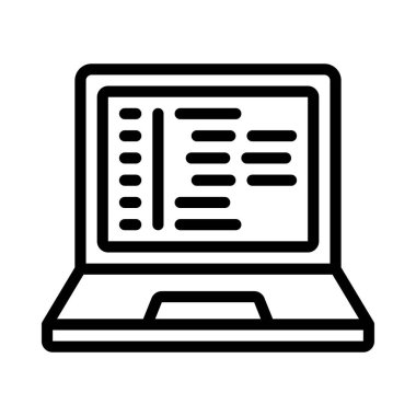 Kod Laptop simgesi, vektör illüstrasyonu 