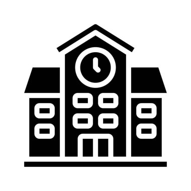 okul binası ikon vektör illüstrasyonu            