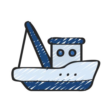 Balıkçı teknesi ikon vektör illüstrasyon tasarımı