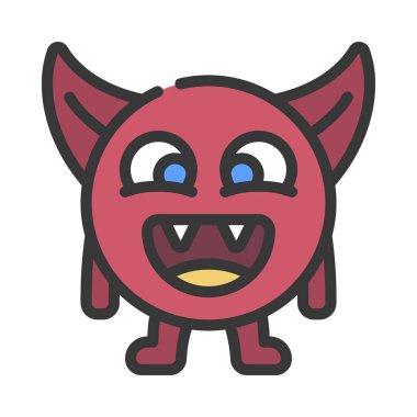 Beyaz arka planda boynuzları olan canavarın vektör çizimi  