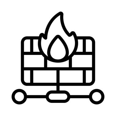 Ağ Güvenlik Duvarı Web simgesi vektör illüstrasyonu