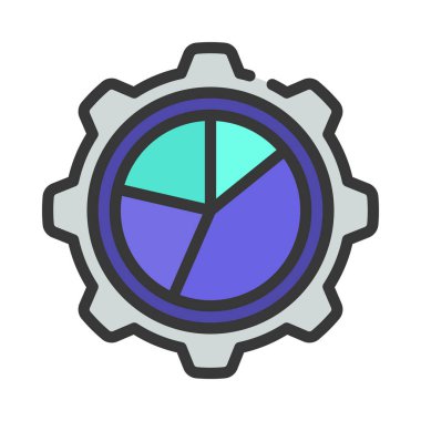 Pie Chart Cog beyaz arka planda izole edildi. Mali ve iş konsepti.