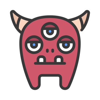 Beyaz arkaplanda canavar simgesi vektör çizimi 