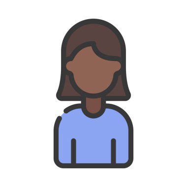 Kadın web simgesi düz tasarım, vektör illüstrasyonu