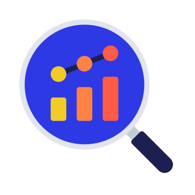 İstatistiksel analiz düz simgesi, vektör illüstrasyonu