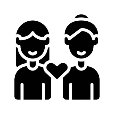 Dişi Çift Web simgesi düz tasarım, vektör illüstrasyonu