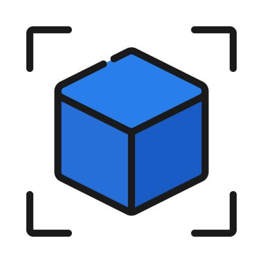 3B Küp ikon vektör çizim tasarımını tara