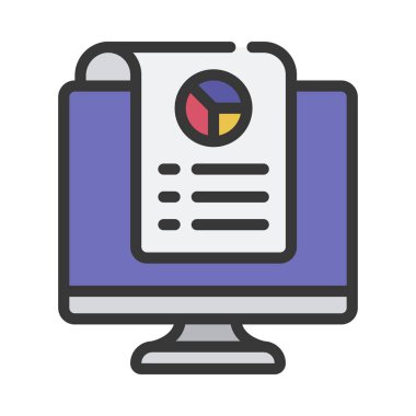 Pasta grafik vektör tasarımı ile bilgisayar monitörü