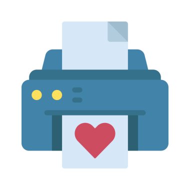 Kalp Yazdırma simgesi, vektör illüstrasyonu