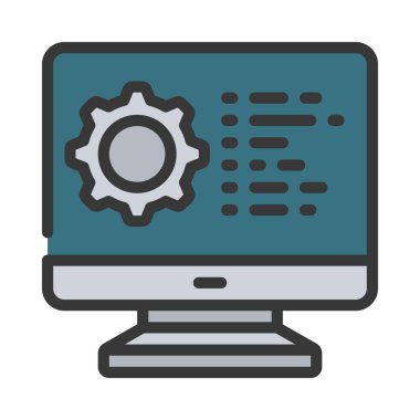 Bilgisayar Kodu simgesi, vektör illüstrasyonu 