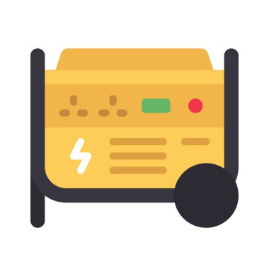 Elektrik Jeneratörü düz simgesi, vektör illüstrasyonu 