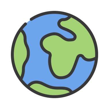 Dünya çapında düz simge, vektör illüstrasyonu 