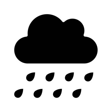 Yağmur Fırtınası Bulutu Simgesi, Vektör İllüstrasyonu