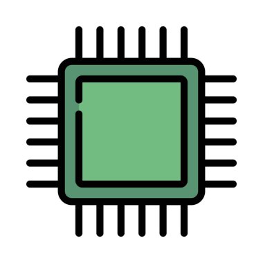 İşlemci Çipi web simgesi, vektör illüstrasyonu