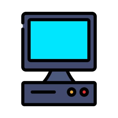 PC bilgisayar simgesi, vektör illüstrasyonu 