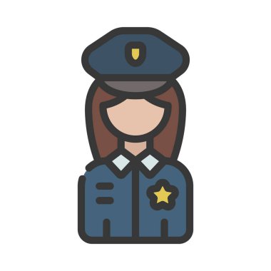 Polis Memuru Kadın simgesi, vektör illüstrasyonu                        