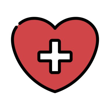 Çapraz ikonlu Kalp, vektör illüstrasyonu