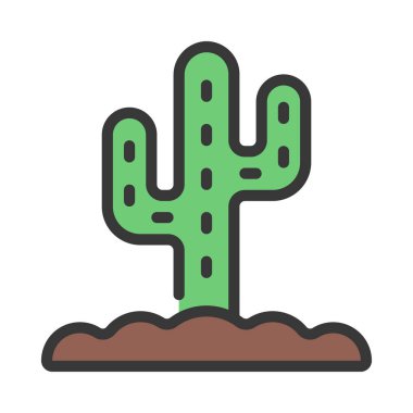 Yer ikonunda kaktüs, vektör illüstrasyonu