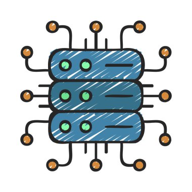mikroçip simgesi. dış hat mikroçip vektör simgesi rengi düz