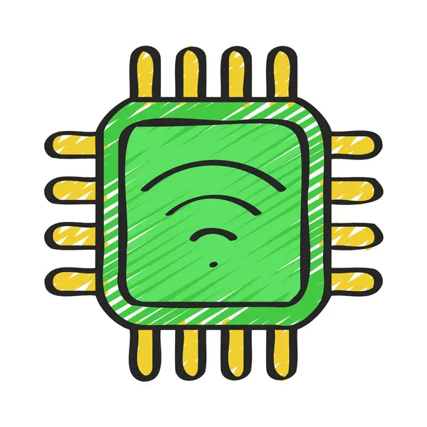 Wifi Cpu Chip Web Icon Vector Illustration — Stock Vector