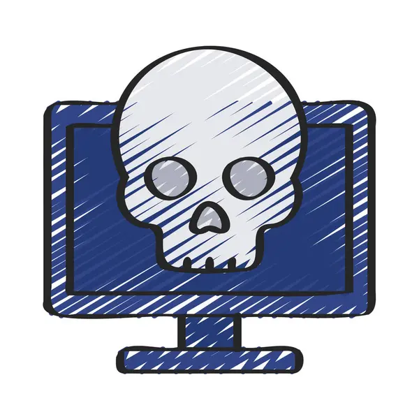 Skull Laptop White Background Vector Illustration — Stock Vector
