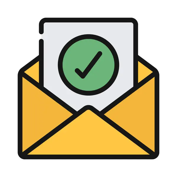 Email Approvata Icona Isolata Sfondo Bianco — Vettoriale Stock